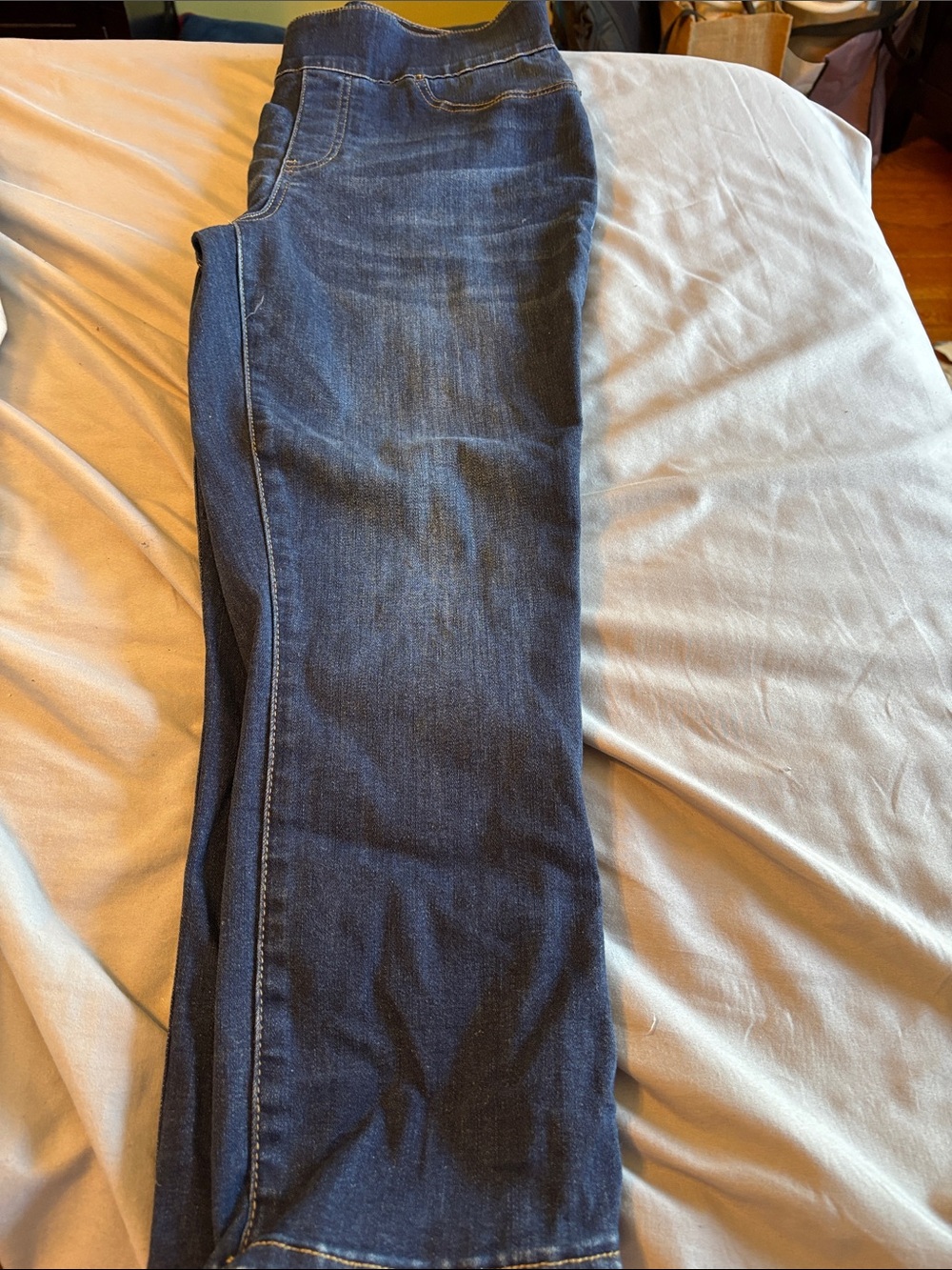 New York & Company Tummy Less Pull-On Dark Blue Women's Jeggings - Picture 2 of 2